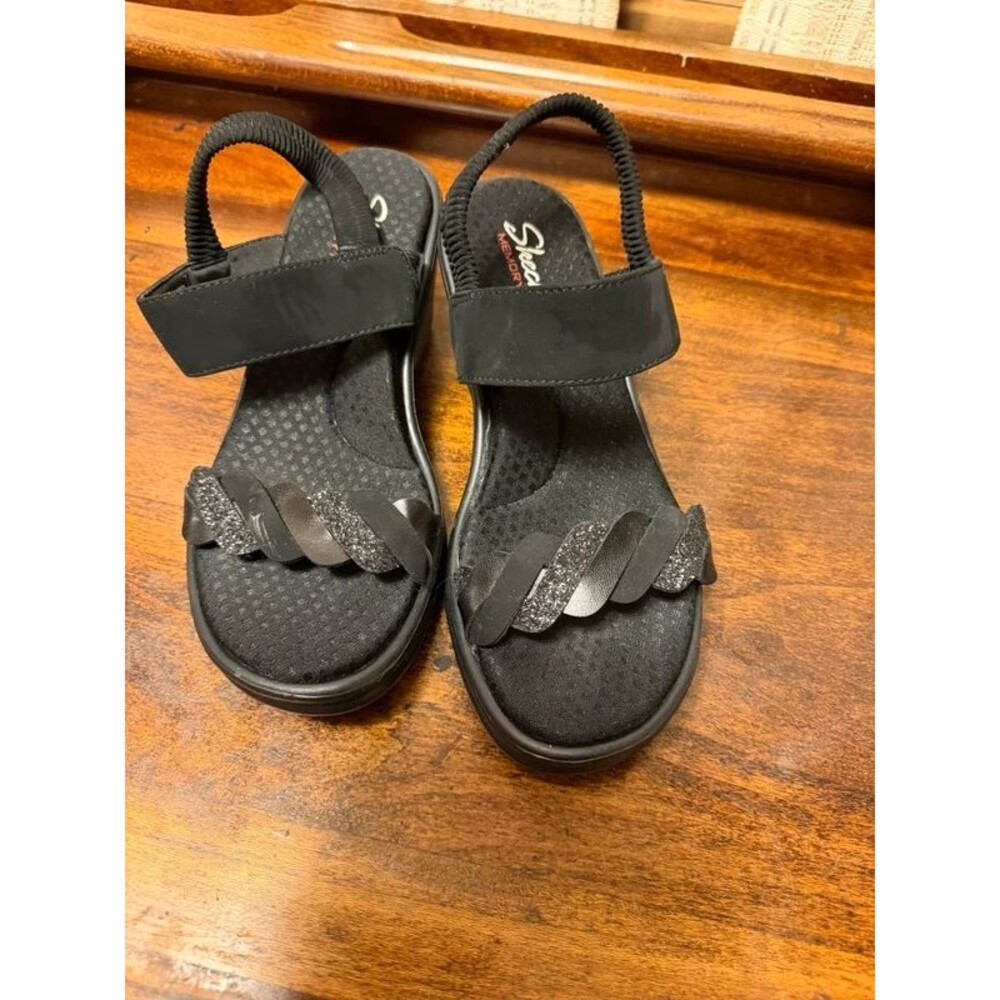 Sketchers, black dress sandals, size 7